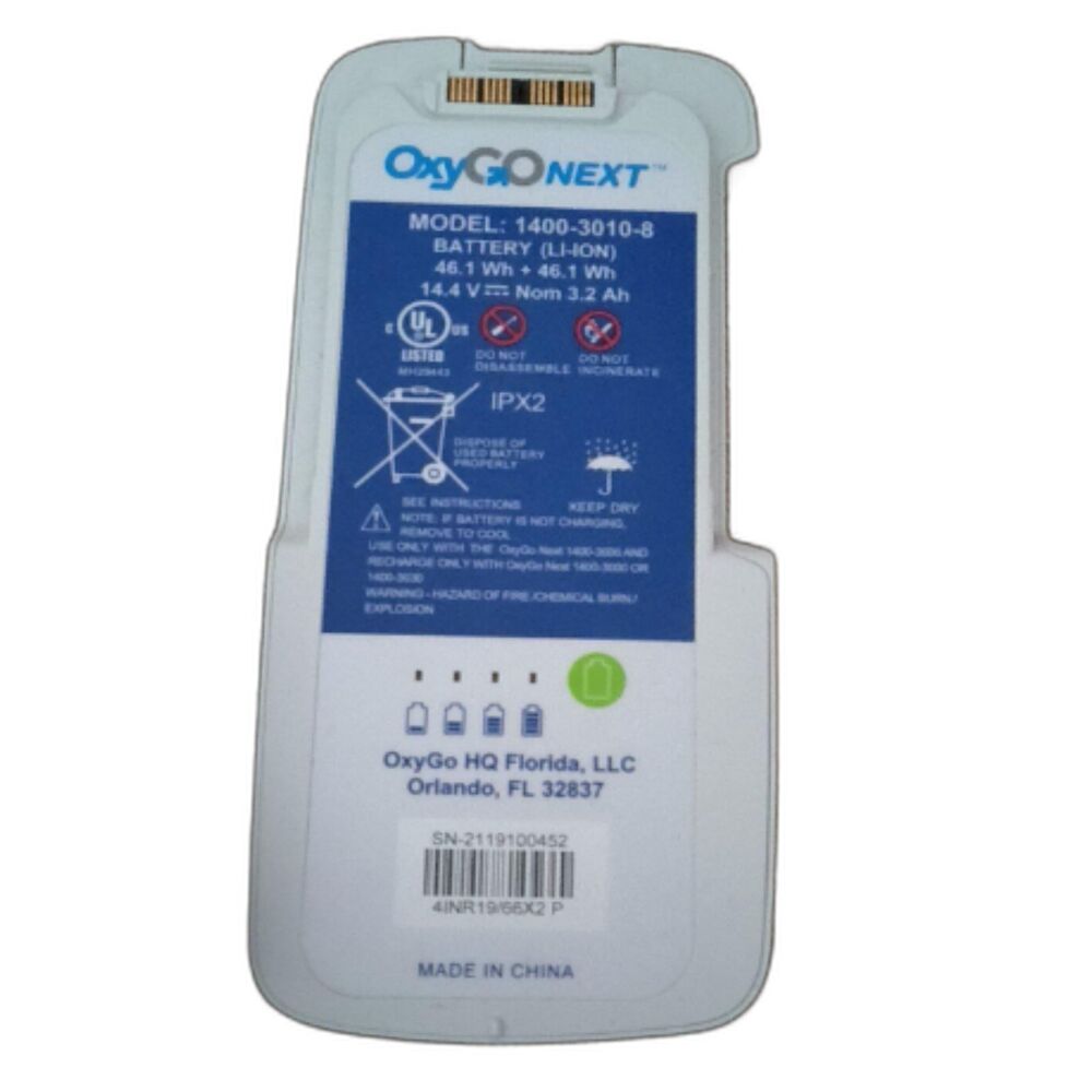 OxyGo Next model 1400-3010-8 lithium-ion rechargeable battery 14.4V tested